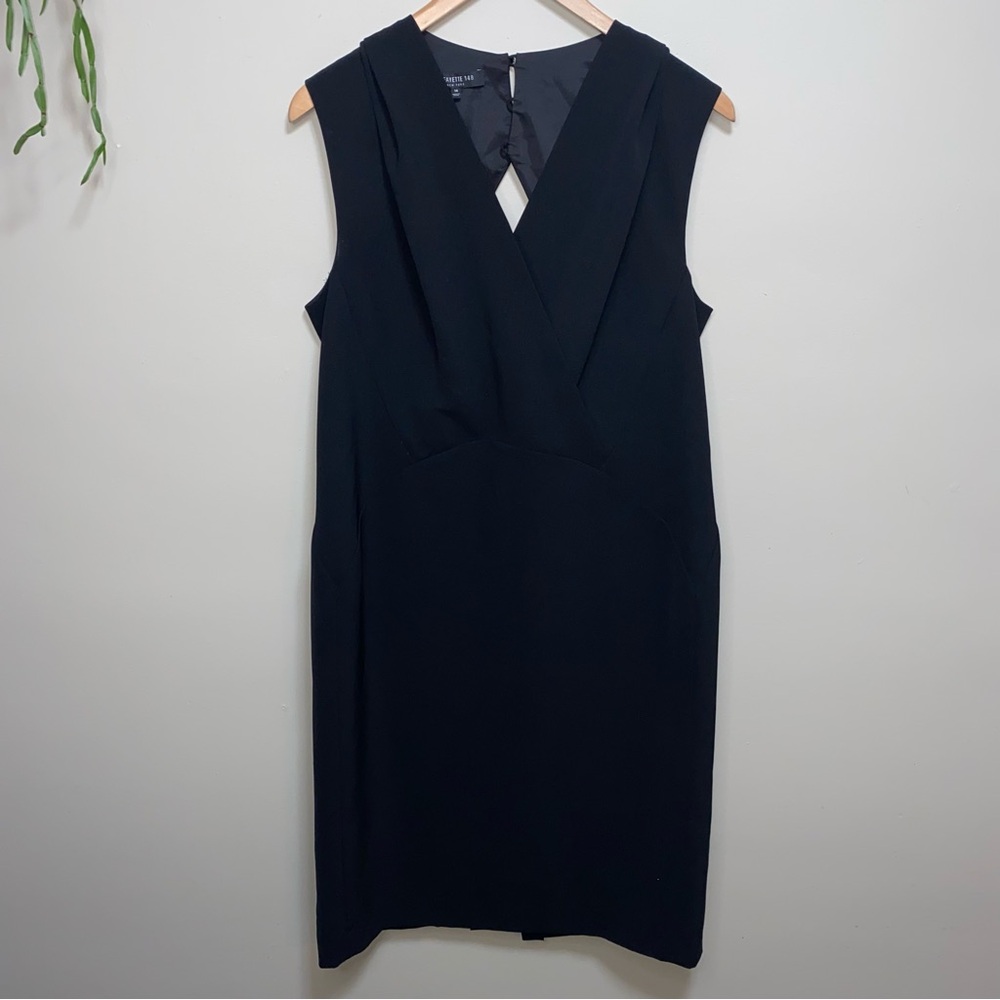 Lafayette 148 New York Black Sheath Dress Knee Length Sleeveless 14
